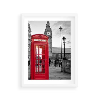 Plakat w ramie 30x40 - Budka w Londynie - Londyn, budka - rama biała