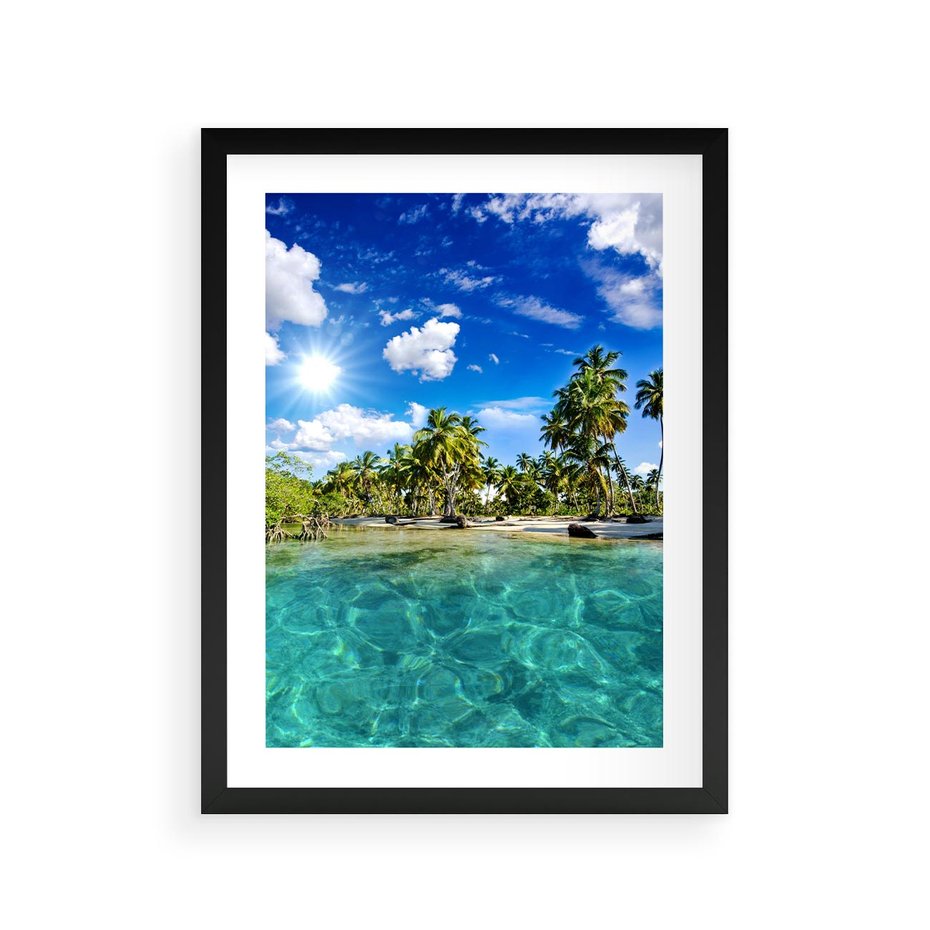 Plakat w ramie 30x40 - Rajskie wakacje na plaży - plaża, wakacje - rama czarna
