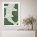 Plakat bez ramy 21x30 - Migotliwe Wibracje Zieleni - zielony plakat, abstrakcja przypominająca rybę