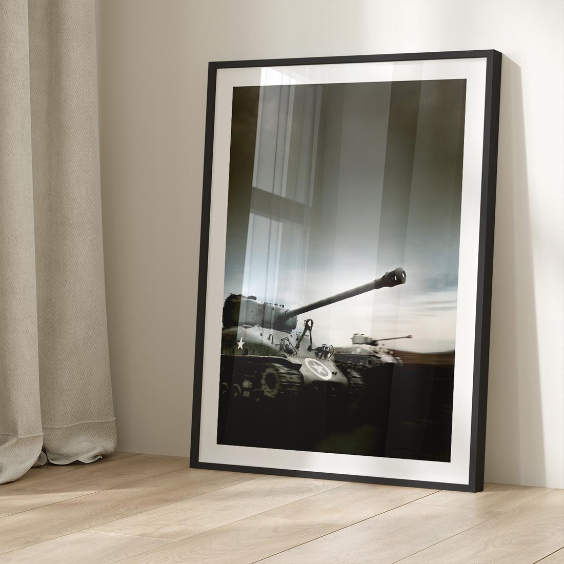 Plakat w ramie 50x70 - Siła i determinacja: czołgi wojenne - czołgi, wojna - rama czarna