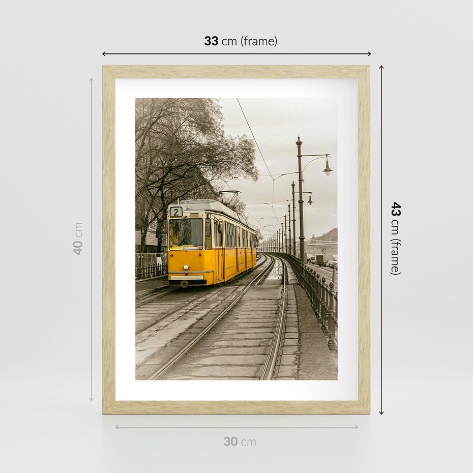 Plakat w ramie 30x40 - Tramwaj w Lizbonie - Lizbona, tramwaj - rama drewno
