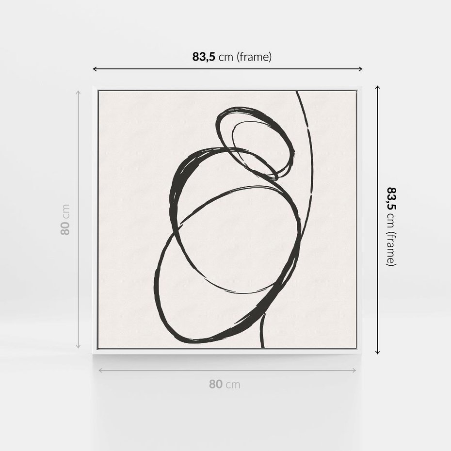Obraz w ramie 80x80 - Modernistyczne Refleksje - abstrakcyjne szkicowane linie, minimalizm - rama biała