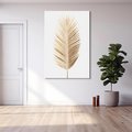 Obraz na płótnie 70x100 - Złoty blask palmowego liścia - złota, palma