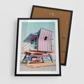 Plakat w ramie 50x70 - Miami Beach - plaża miami, domek ratownika - rama czarna