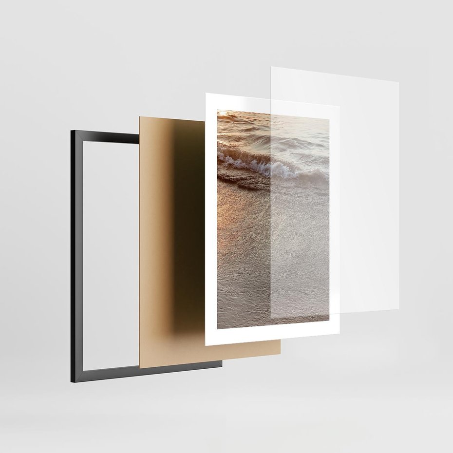 Plakat w ramie 30x40 - Spokój Morza: Fale na Plaży - fale, morze - rama czarna