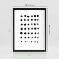 Plakat w ramie 30x40 - Refleksje Światła - minimalistyczna kompozycja, czarne kropkina białym tle - rama czarna