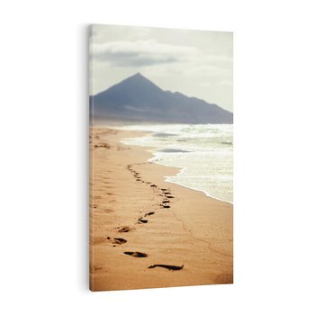Obraz na płótnie 80x120 - Ślady stóp na plaży - plaża, ślady