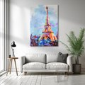 Obraz na płótnie 70x100 - Paryska Wieża - olejny abstrakcyjny obraz, wieża eiffla