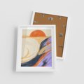 Plakat w ramie 40x50 - Pomarańczowy Horyzont - pastelowy krajobraz, nowoczesny plakat - rama biała