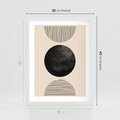 Plakat w ramie 30x40 - Minimalizm w Kształtach - geometryczny graficzny obraz, czarne koło - rama biała