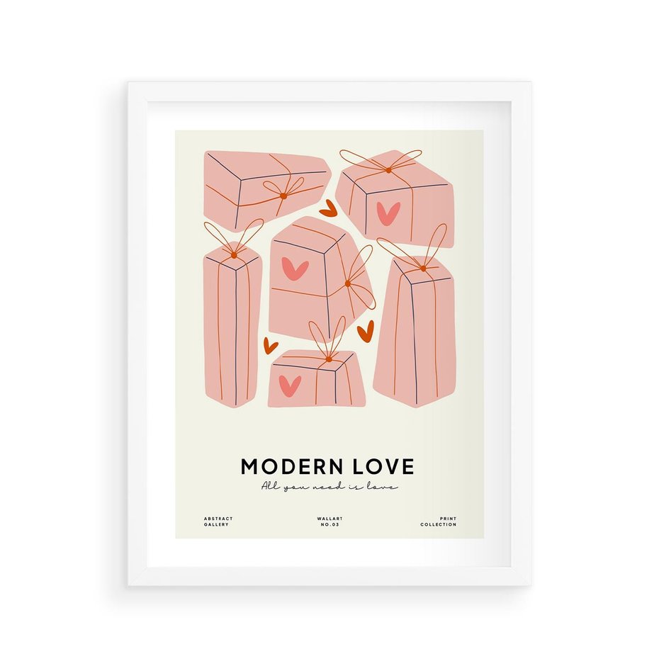 Plakat w ramie 40x50 - Nowoczesna Miłość - nowoczesna grafika, pastelowe kolory - rama biała