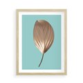 Plakat w ramie 50x70 - Delikatna Harmonia - złote, liście - rama drewno