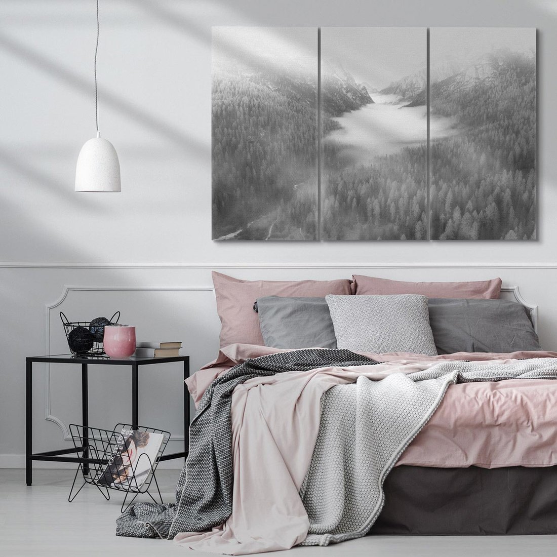 Obraz na płótnie 120x80 - Szare Góry - zamglony krajobraz, las