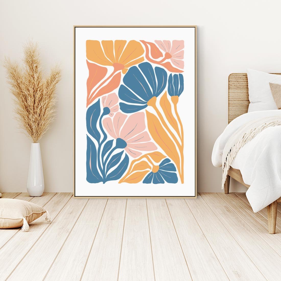 Obraz w ramie 80x120 - Wibracje Kolorowych Wiatrów - kwiaty, pastelowe kolory - rama drewno