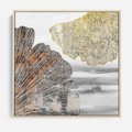 Obraz w ramie 80x80 - Złote liście melancholii - liście miłorzębu, tekstura - rama drewno