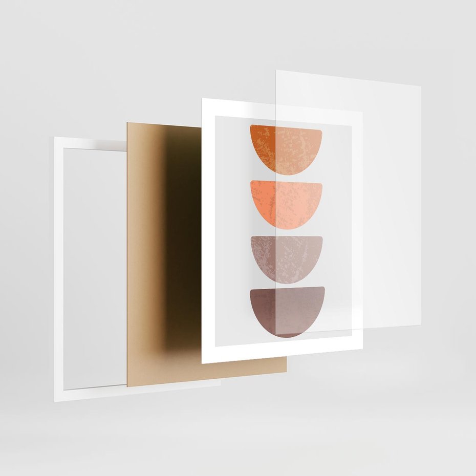 Plakat w ramie 40x50 - Minimalizm i Geometria - minimalistyczny obraz, mid-century styl - rama biała