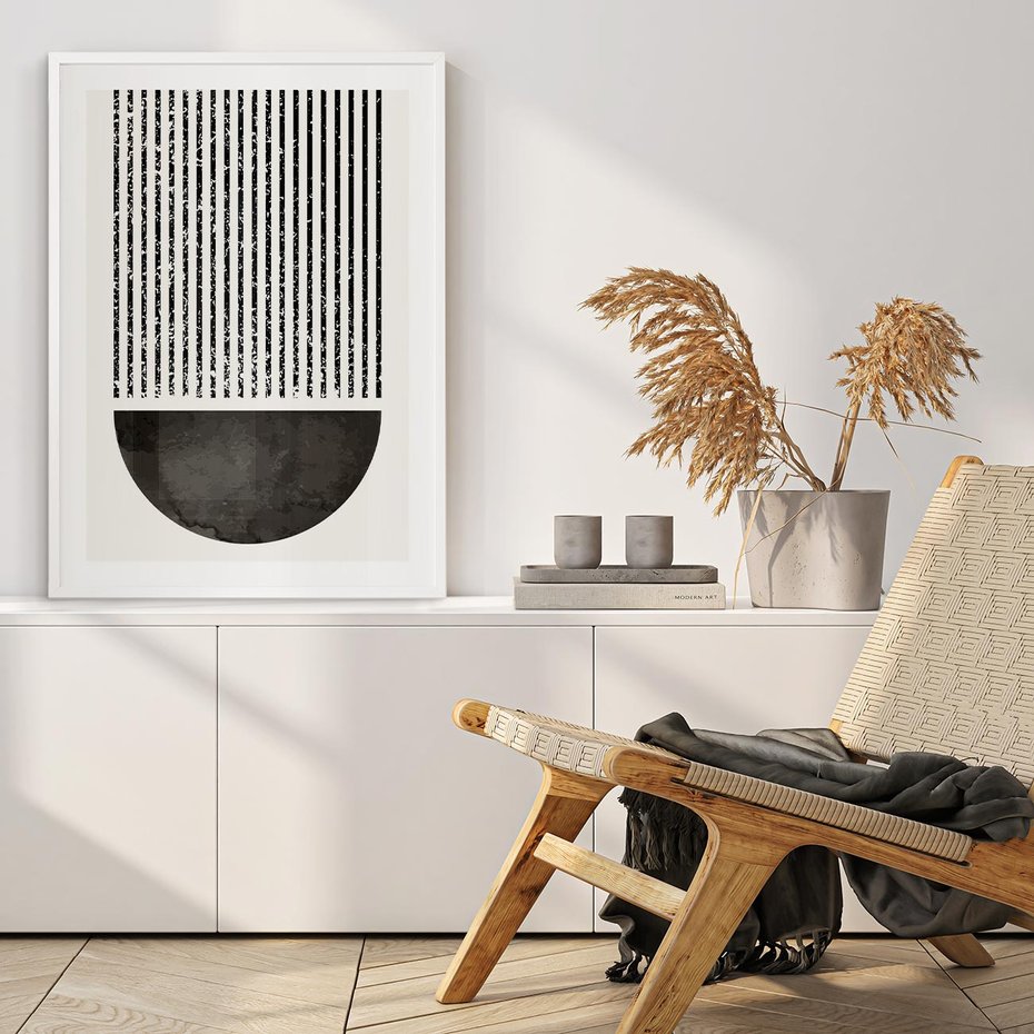 Plakat bez ramy 21x30 - Taniec Impulsów - abstrakcyjne czarno białe formy, minimalizm