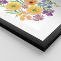 Plakat w ramie 50x70 - Kwiatowe Wibracje - akwarelowe polne kwiaty, minimalistyczny plakat - rama czarna