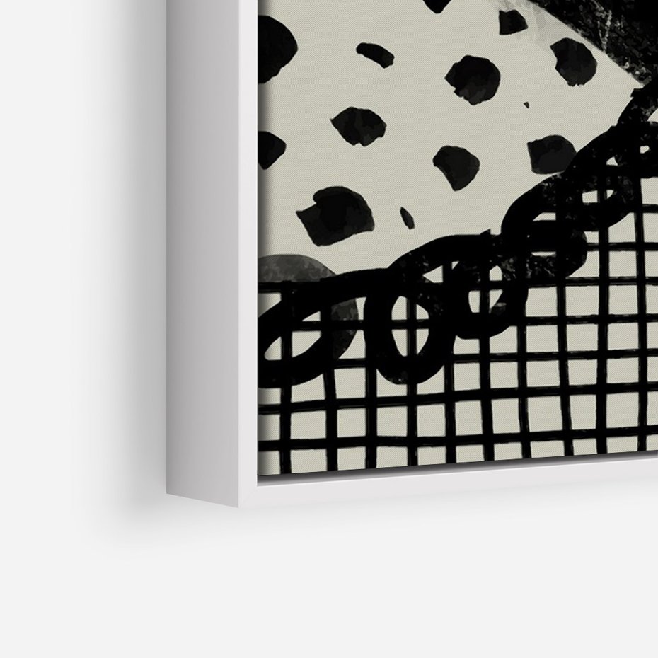 Obraz w ramie 70x100 - Nieznanie Zaskoczenia - bstrakcyjna mroczna kompozycja, nieregularne - rama biała