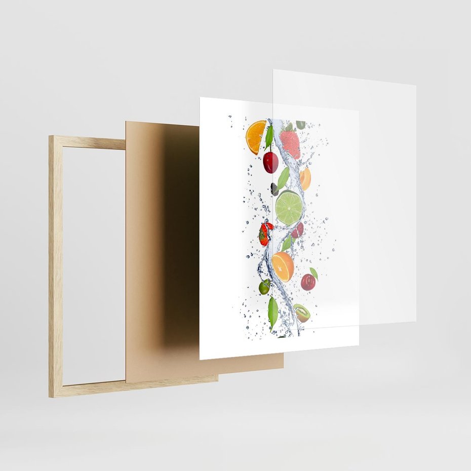 Plakat w ramie 40x50 - Kulinarne Inspiracje - owoce, woda - rama drewno