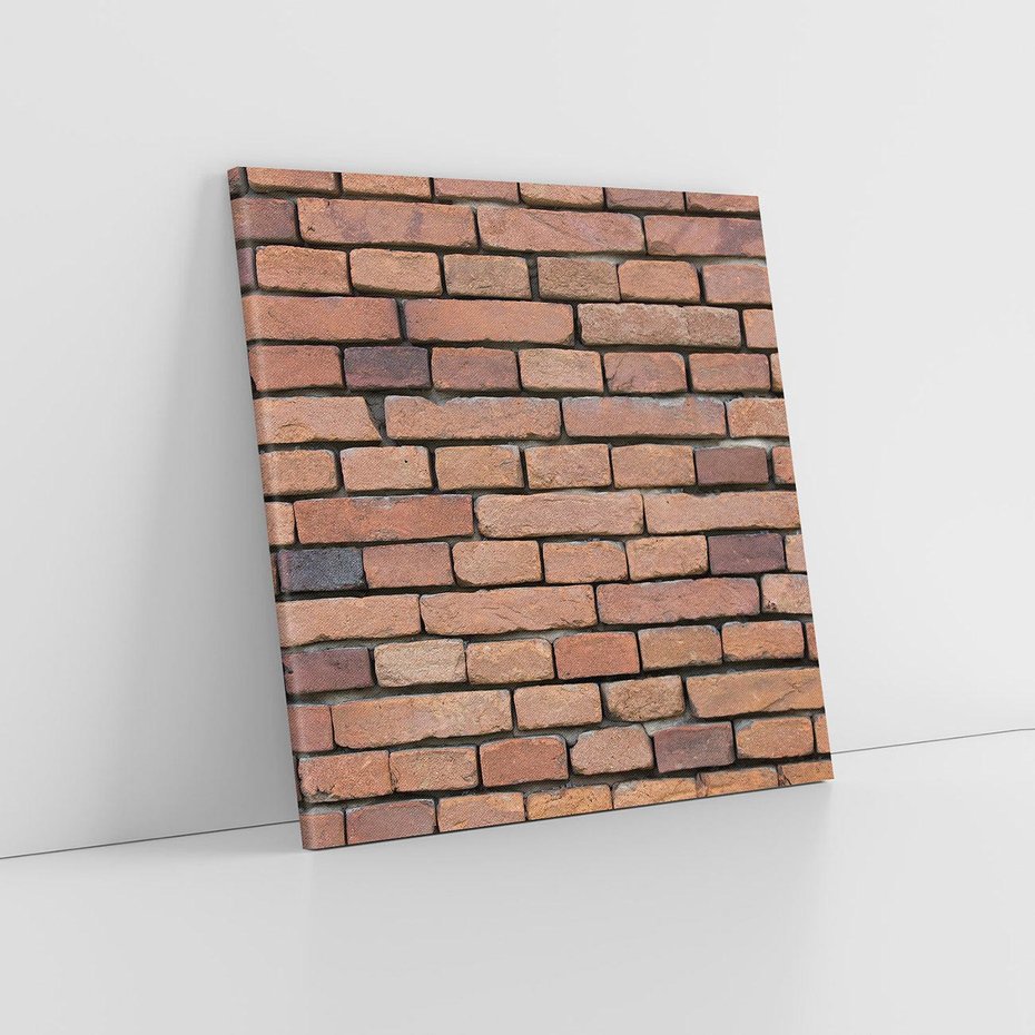 Obraz na płótnie 80x80 - Mur cegieł: industrialny urok - cegły, mur