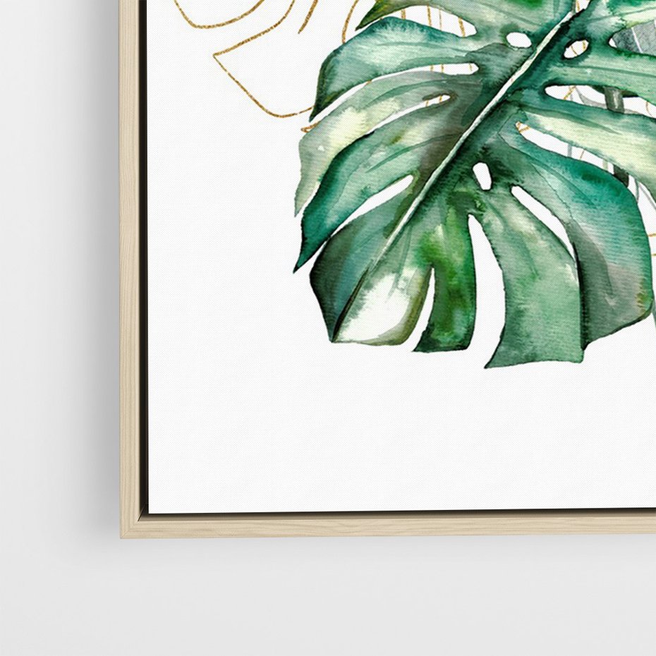 Obraz w ramie 80x120 - Luksus w Detalu - złote, liście - rama drewno