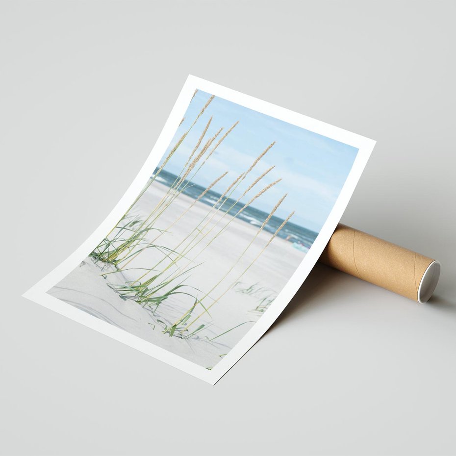 Plakat bez ramy 30x40 - Przytulna Śródziemnomorska Trawa - plaża, trawy