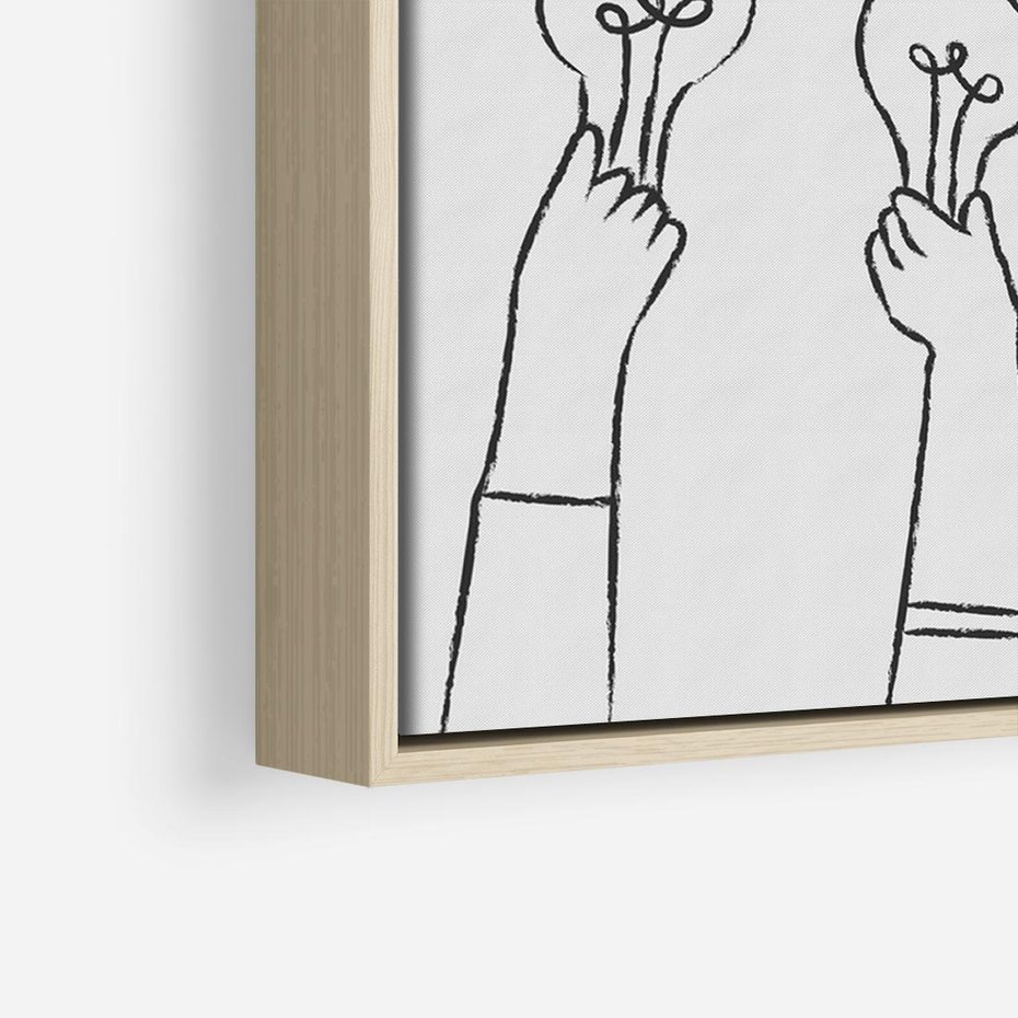 Obraz w ramie 70x50 - Idea w Rękach - szkic, grafika - rama drewno