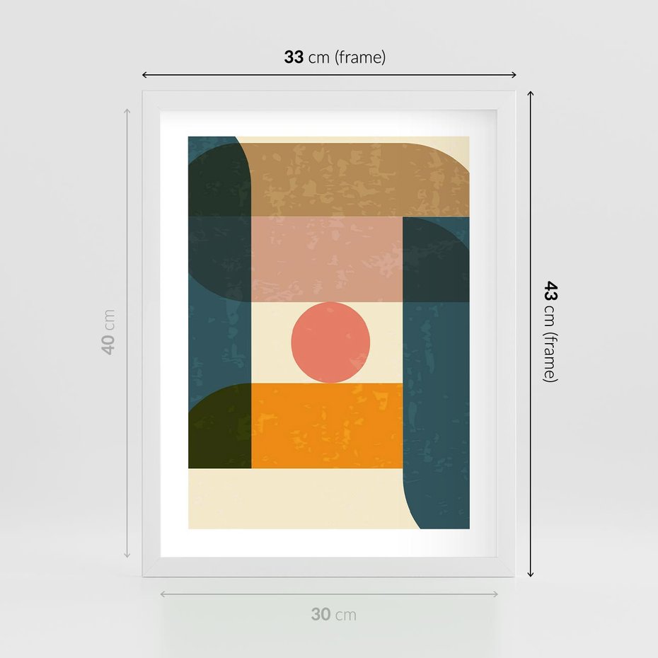 Plakat w ramie 30x40 - Geometryczna Ekspresja - geometria, plakat - rama biała