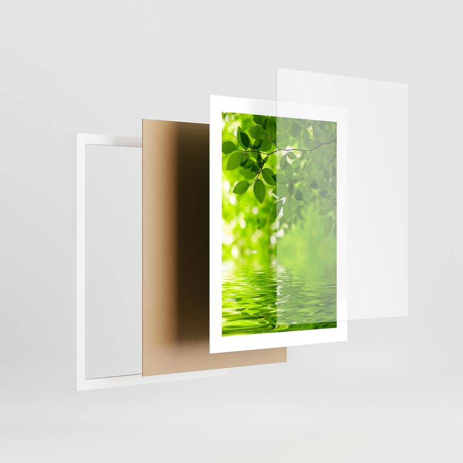 Plakat w ramie 30x40 - Liście w Wodzie - liście, woda - rama biała