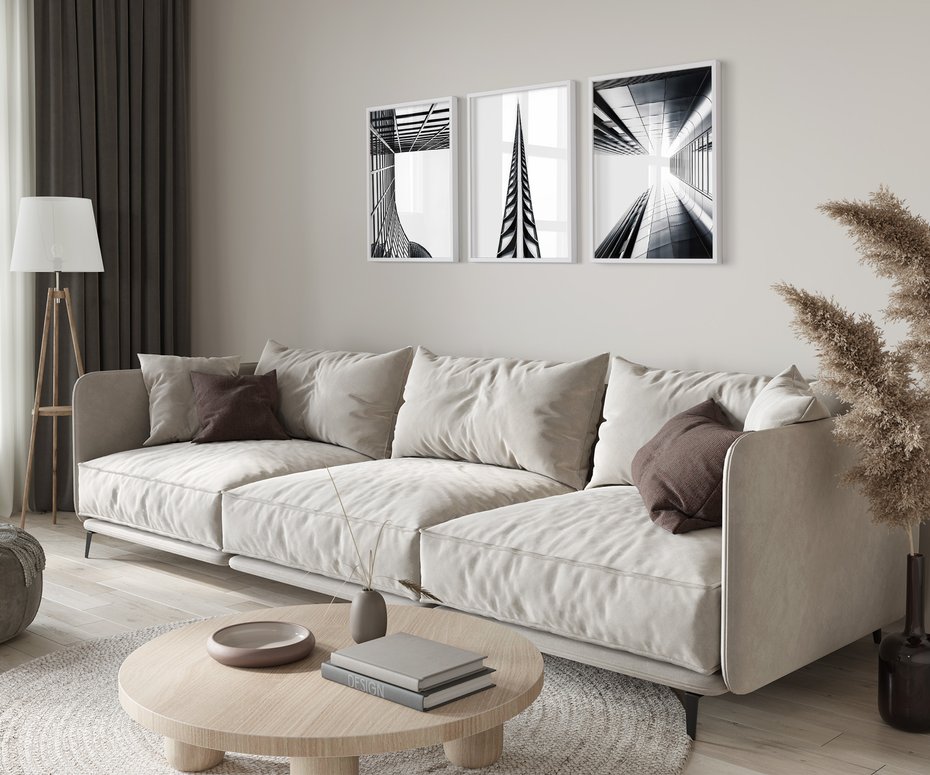 Zestaw obrazy w ramie 30x40 galeria - Architektura, perspektywa, wieżowce - rama biała