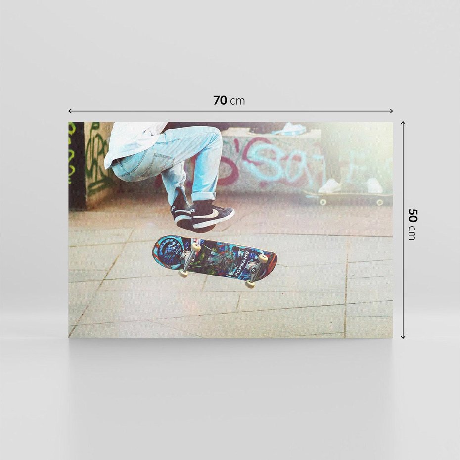 Obraz na płótnie 70x50 - Skateboardowe Rytmy na Desce - deskorolka, skateboard