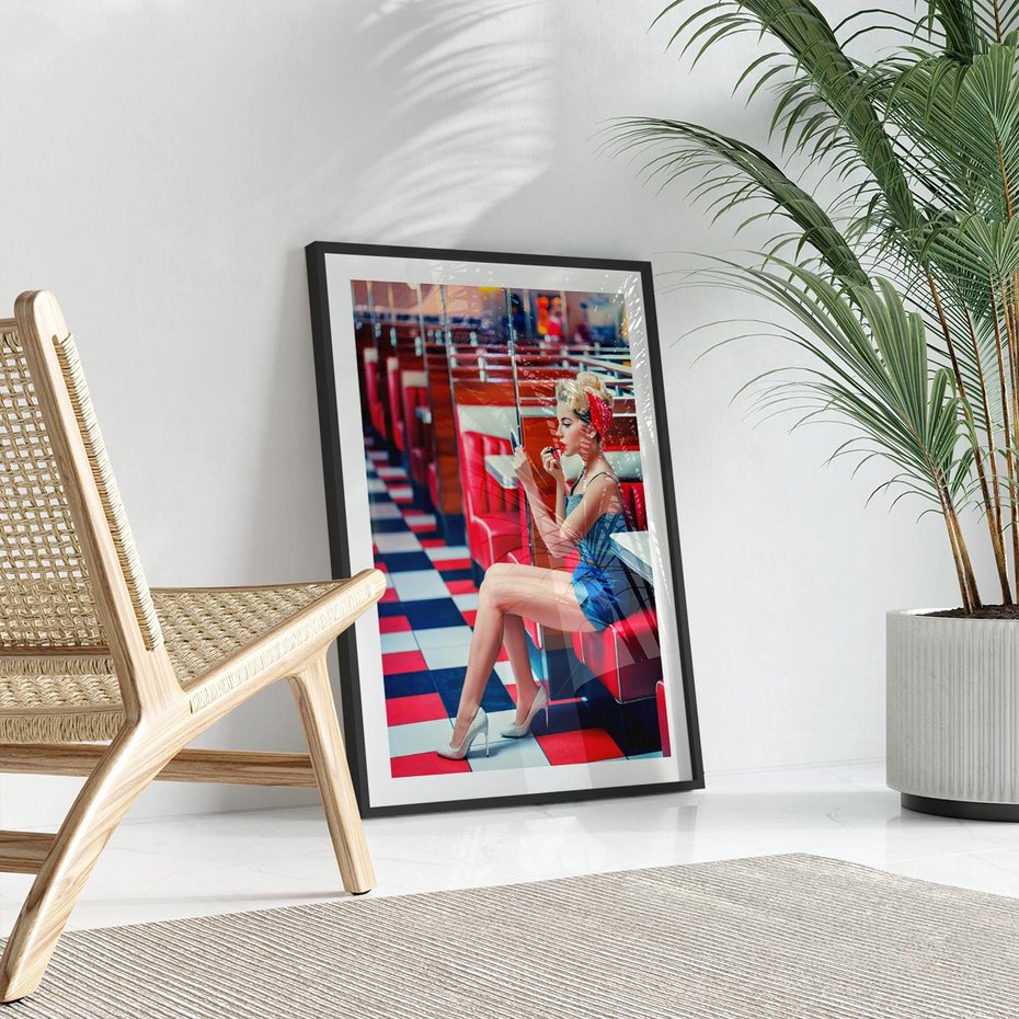 Plakat w ramie 50x70 - Ikoniczna Uroda - retro, Marylin Monroe - rama czarna