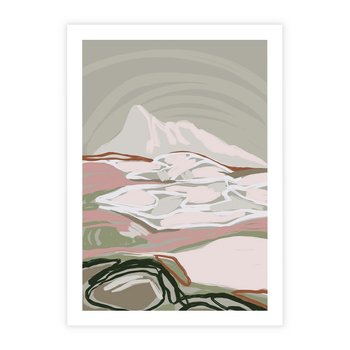 Plakat bez ramy 50x70 - Szarawe Wzgórza - pastelowy krajobraz, nowoczesny plakat