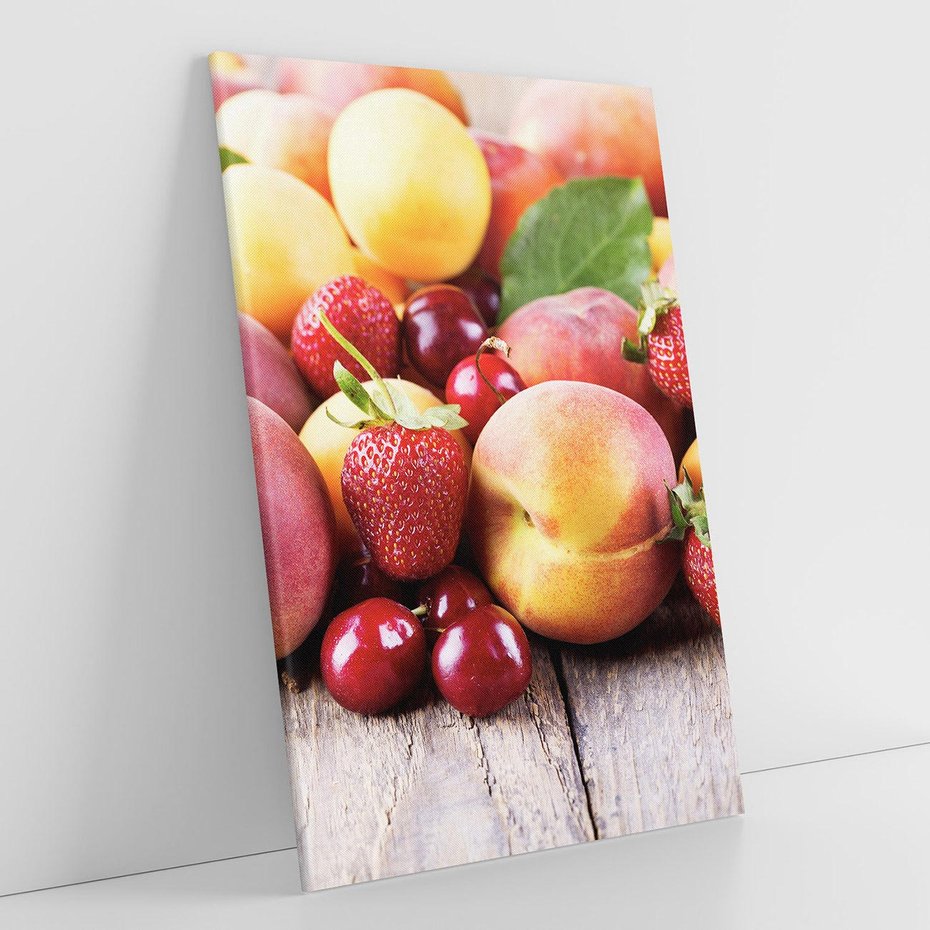 Obraz na płótnie 70x100 - brzoskwinie i wiśnie - owoce, brzoskwinie
