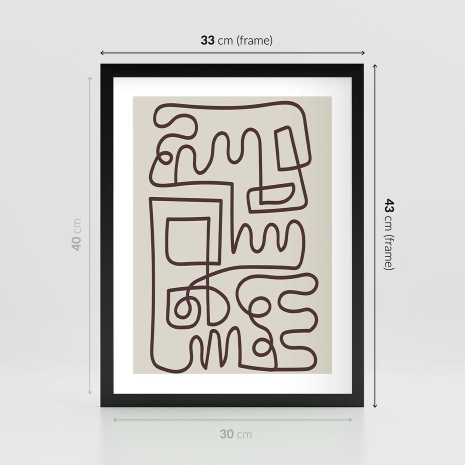 Plakat w ramie 30x40 - Etniczna Abstrakcja - nowoczesna boho grafika, abstrakcja - rama czarna