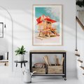 Plakat w ramie 50x70 - Rajski Widok - plaża miami, domek ratownika - rama drewno