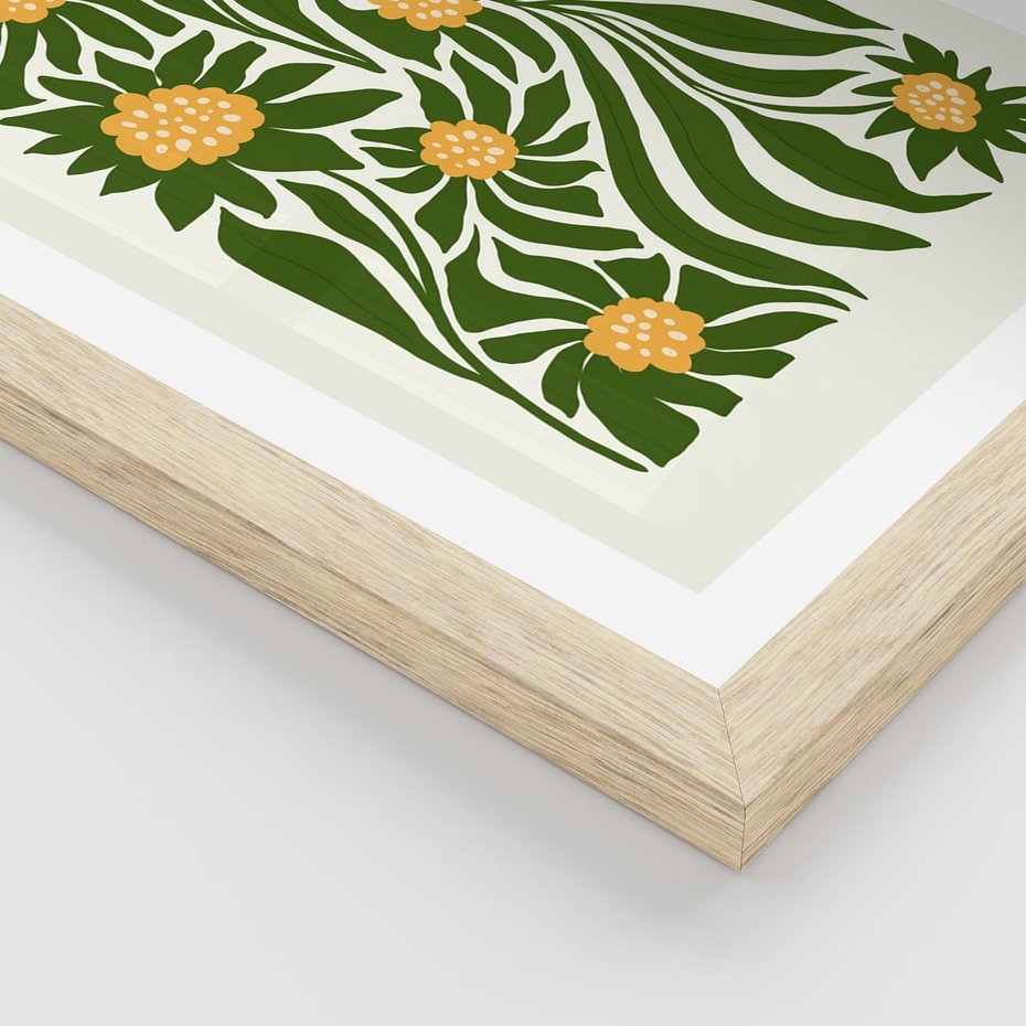 Plakat w ramie 50x70 - Spojrzenie wgłąb roślinnego świata - abstrakcyjne kwiaty, kompozycja - rama drewno