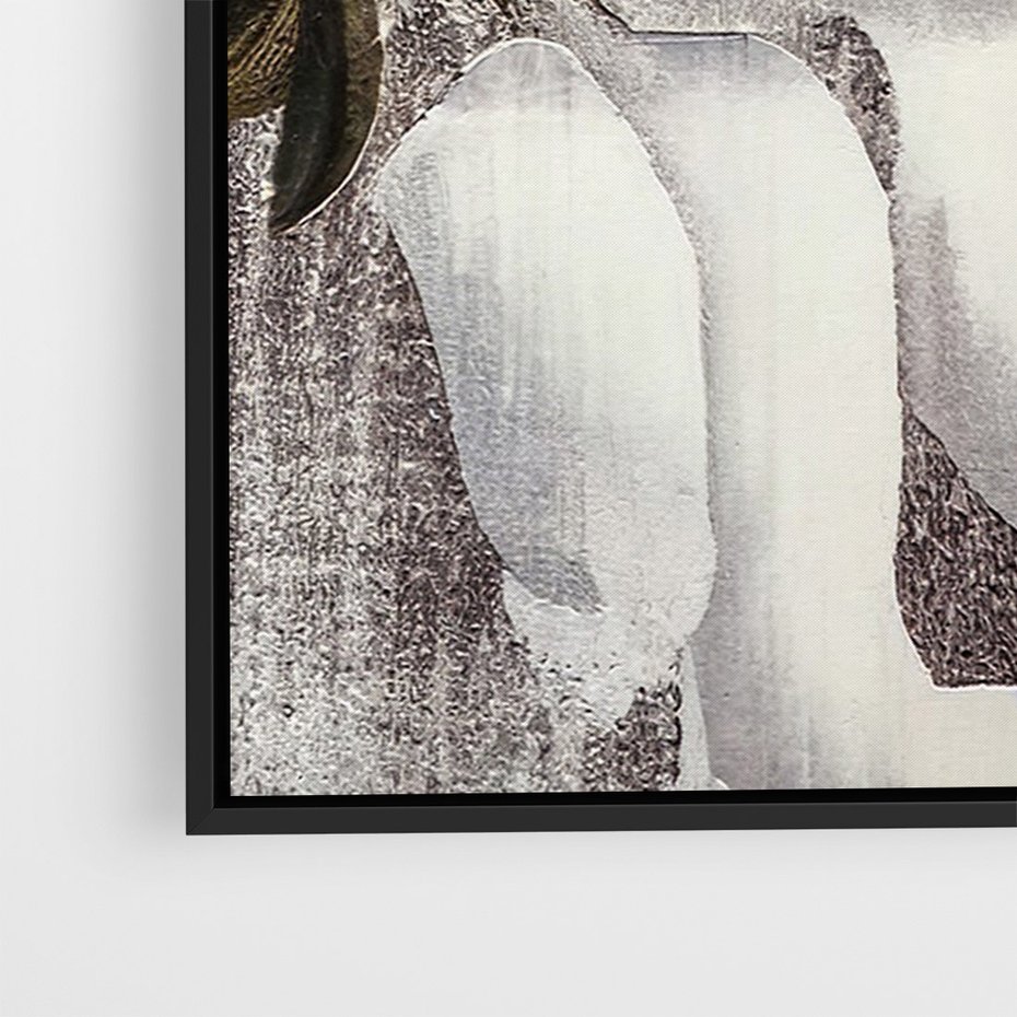 Obraz w ramie 50x70 - Tekstura Kwiatu - białe kwiaty, duży kwiat - rama czarna