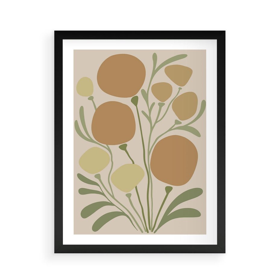 Plakat w ramie 50x70 - Uspokojenie Wśród Roślin - nowoczesny plakat, roślinność - rama czarna