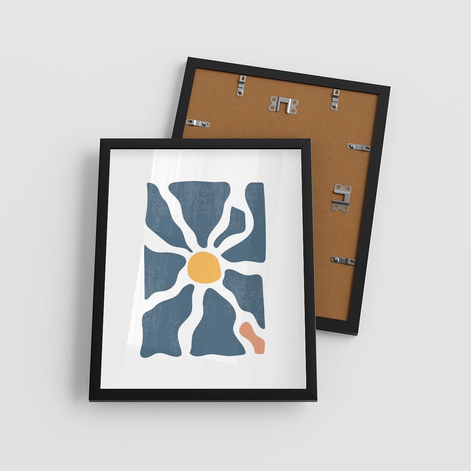 Plakat w ramie 40x50 - Kwiatowy Rezonans - nowoczesna kwiatowa grafika, styl retro - rama czarna