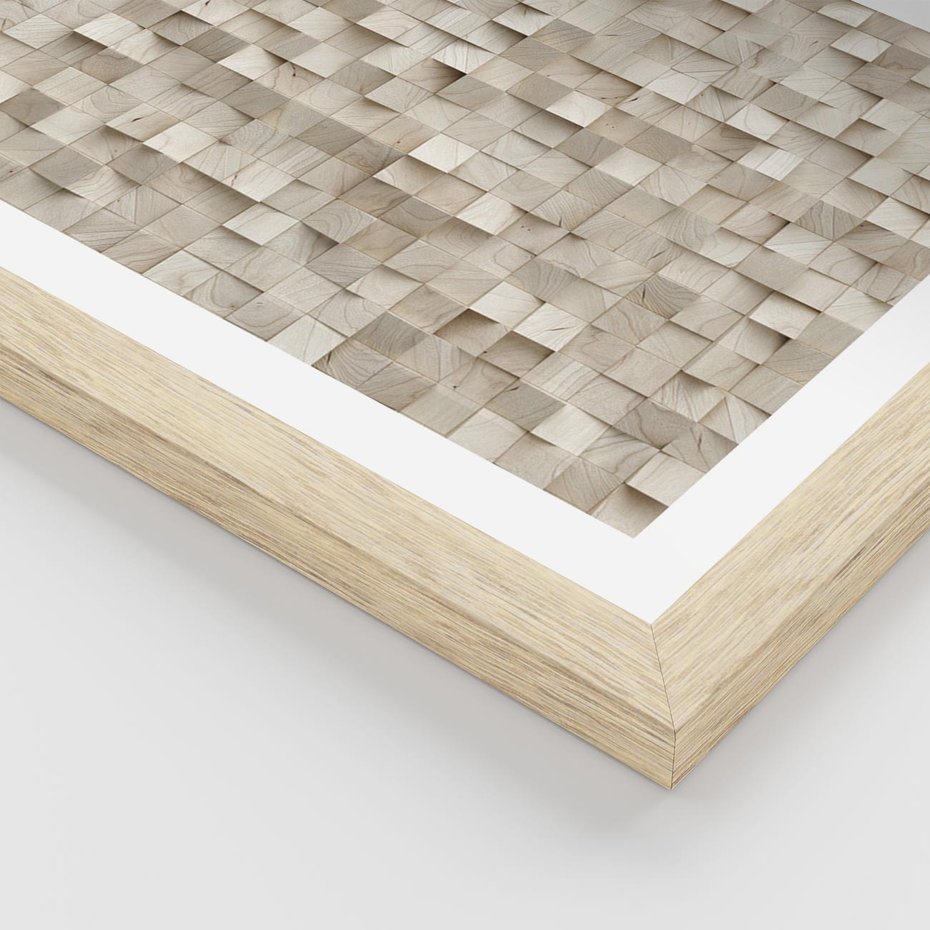 Plakat w ramie 50x70 - Geometryczne 3D: Abstrakcyjna Harmonia - geometryczne, 3D - rama drewno