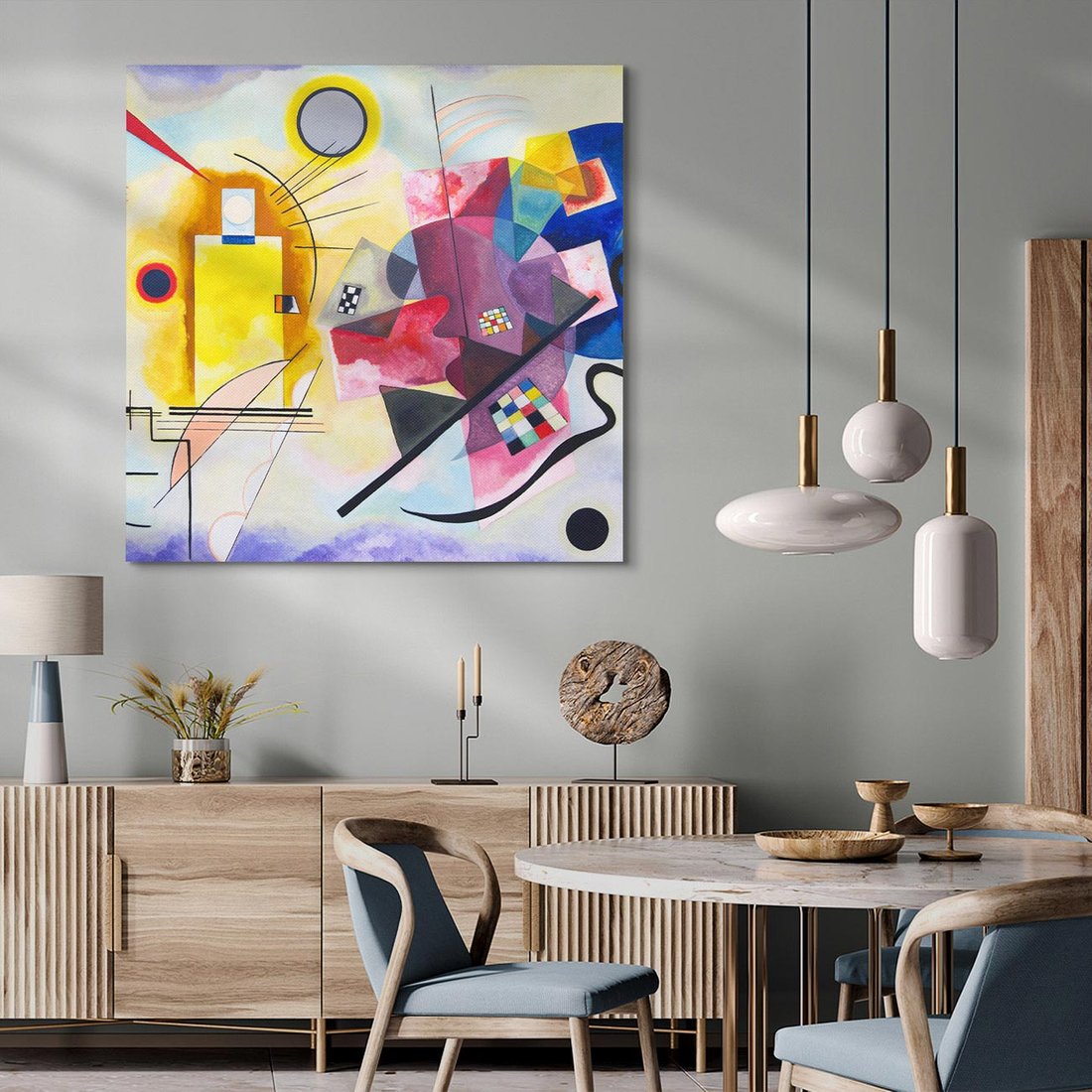 Obraz na płótnie 50x50 - "Żółty-Czerwony-Niebieski" Wassily Kandinsky - Reprodukcja - reprodukcja, obraz na płótnie