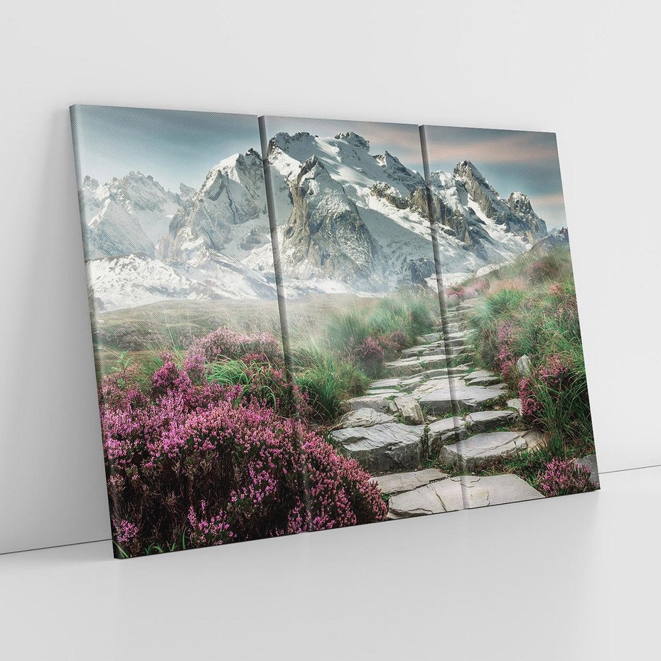 Obraz na płótnie 120x80 - Góry, Ścieżka, Kwiaty - Spacer wśród Przyrody - góry, ścieżka