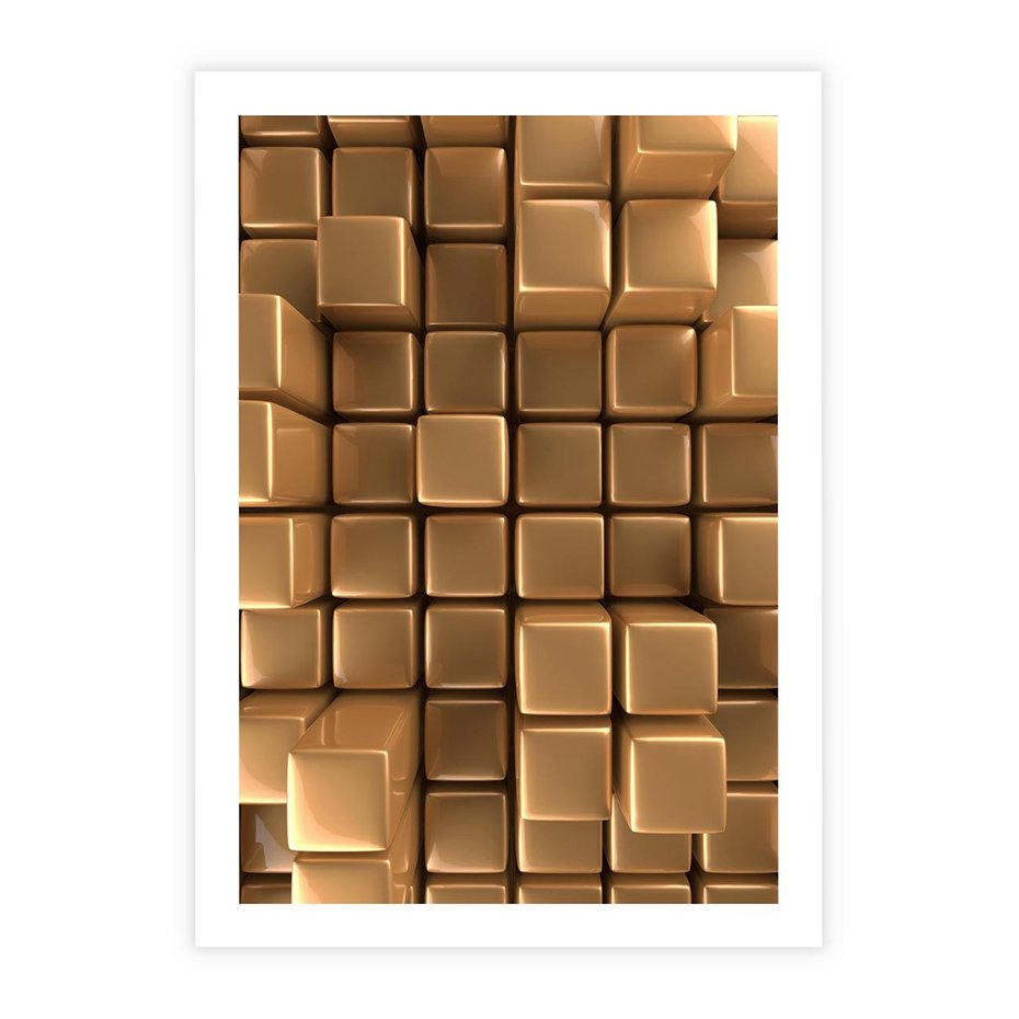 Plakat bez ramy 50x70 - Błyszcząca Elegancja - złoto, 3d