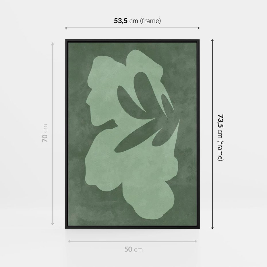 Obraz w ramie 50x70 - Kształty Zieleni - abstrakcyjny kształt, zielony plakat - rama czarna