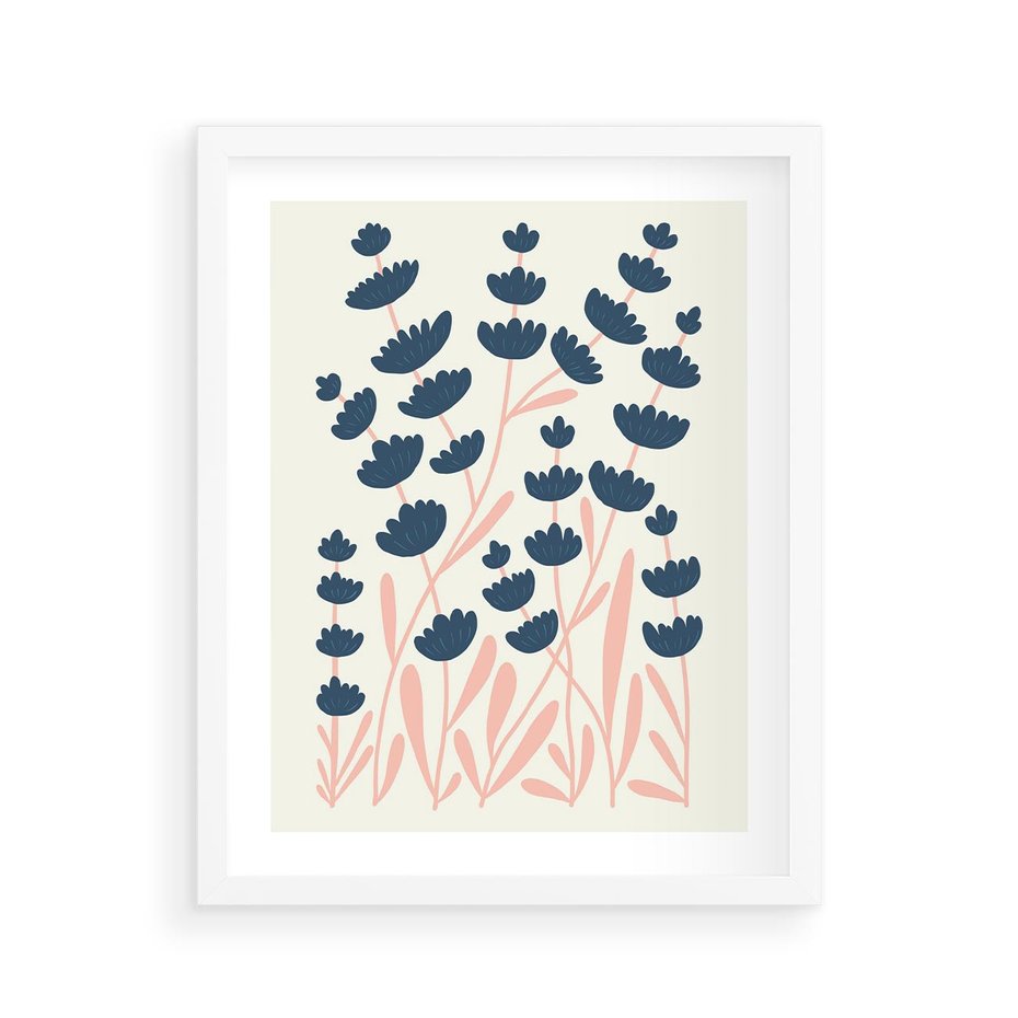 Plakat w ramie 40x50 - Migotliwe Kształty - kwiaty, rośliny - rama biała