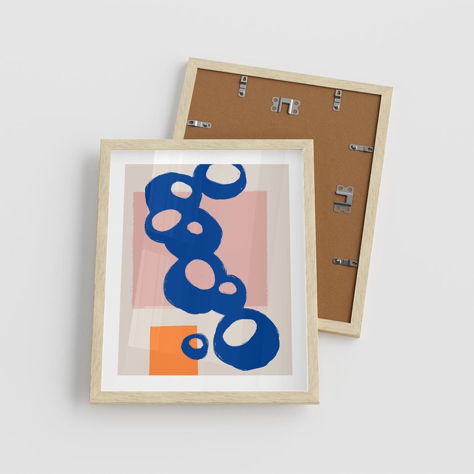 Plakat w ramie 40x50 - Migocące Plamiste Echa - abstrakcja, nowoczesny plakat - rama drewno