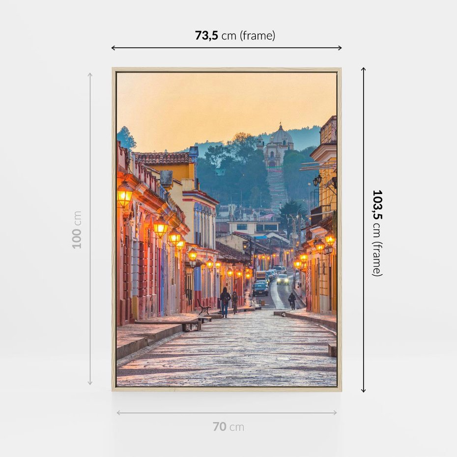 Obraz w ramie 70x100 - W stronę marzycielskich horyzontów - włoska uliczka, wieczór - rama drewno