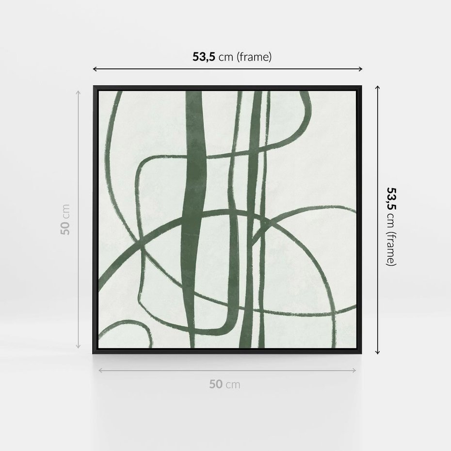 Obraz w ramie 50x50 - Zielony Spokój - zielona abstrakcja, spokojny plakat - rama czarna